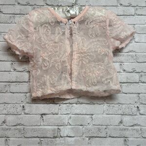 Nicole Miller Girls Size 4 Years Toddler Pink Sheer Floral Jacket Dress Cover